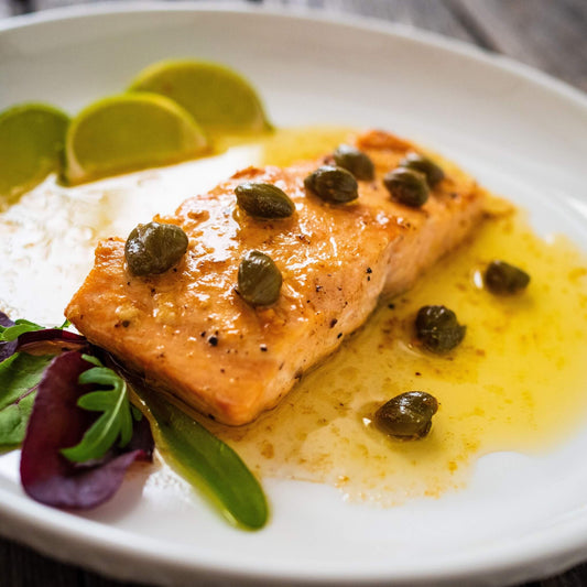 Salmon with Caper –Garlic Butter