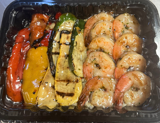 Balsamic Veggie Shrimp Bowl over Orzo