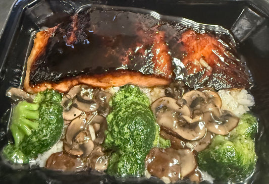 Salmon’s Teriyaki Tango with Broccoli & Mushrooms