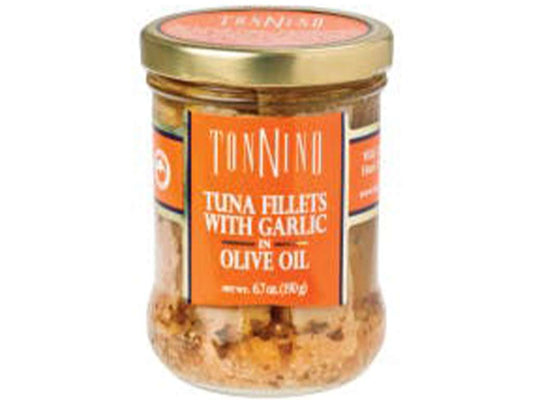 Tonnino Tuna, Packed in Olive Oil W/ Garlic , Glass Jar, 6.7 oz