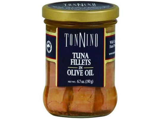 Tonnino Tuna, Packed in Olive Oil, Glass Jar, 6.7 oz
